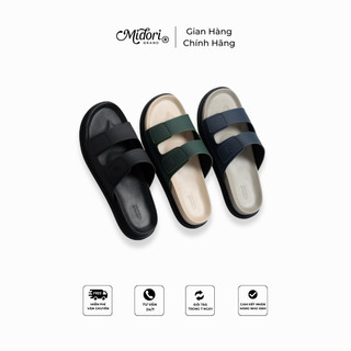 Dép Da Microfiber POW Hai Quai Ngang Nam Nữ Đế Bằng Chống Trơn Trượt Êm Chân | MIDORI FOR MAN