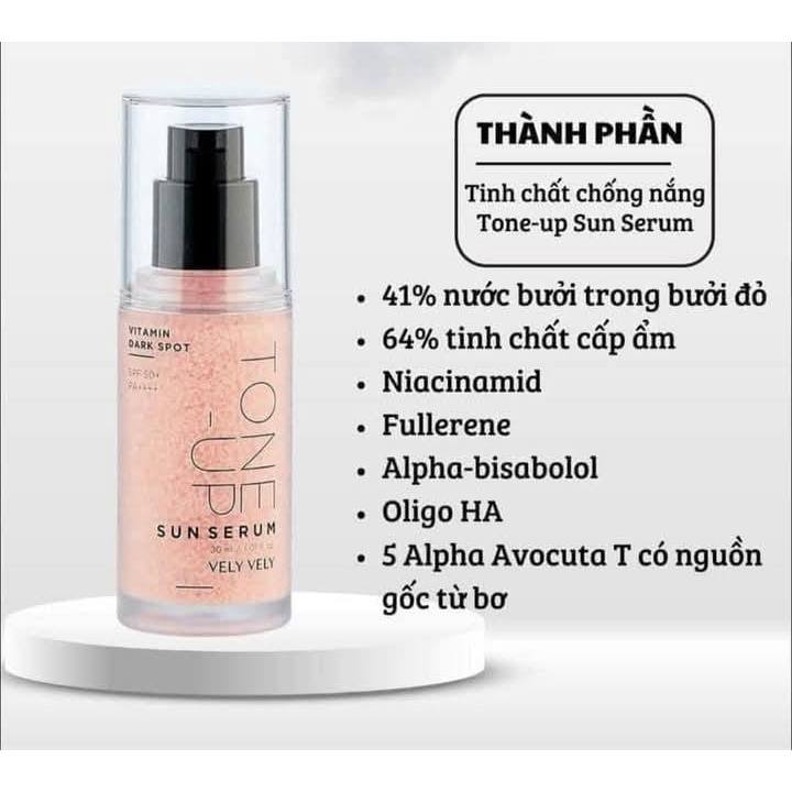 Kem chống nắng nâng tone Sun Serum Vely Vely Vitamin Dark Spot Tone-up 30ml