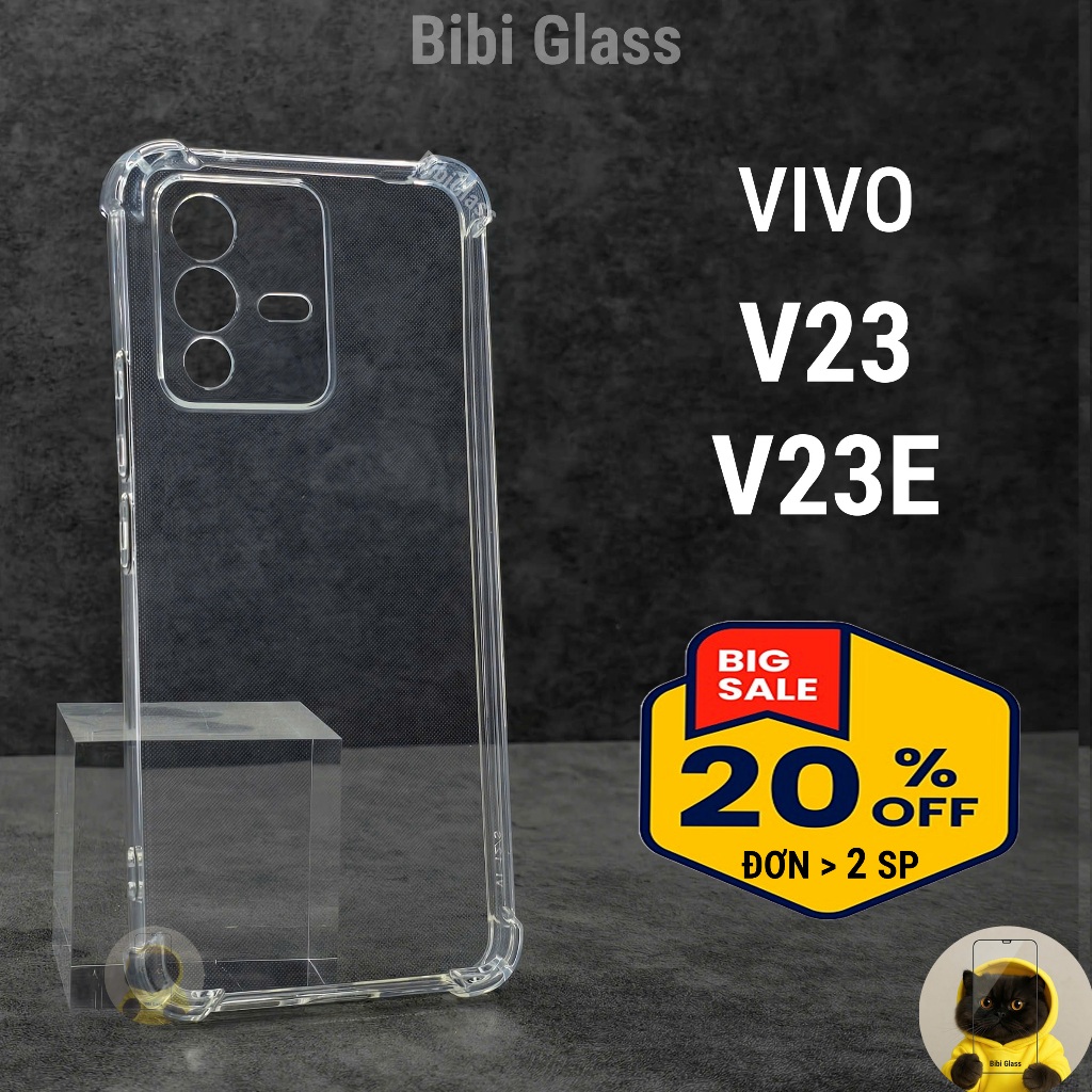 Ốp lưng Vivo V23E, V23 e dẻo trong suốt silicon cao cấp loại dày chống sốc chống va đập có gờ bảo vệ cam