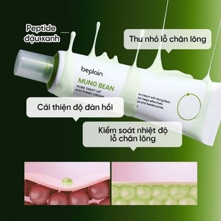 Kem Dưỡng Ẩm Beplain Mung Bean Pore Tight Up Soothing Cream 60ml Duduhouse