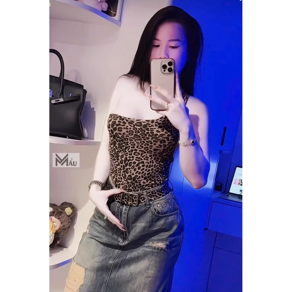 Áo body suits lệch vai phối hoạ tiết mix đồ siu chất