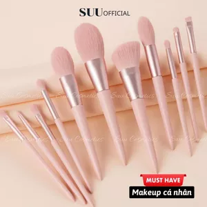 Bộ Cọ Trang Điểm Make Up Cá Nhân Chuyên Nghiệp 11 Cây Màu Hồng Pastel Mềm Mịn Bám Phấn