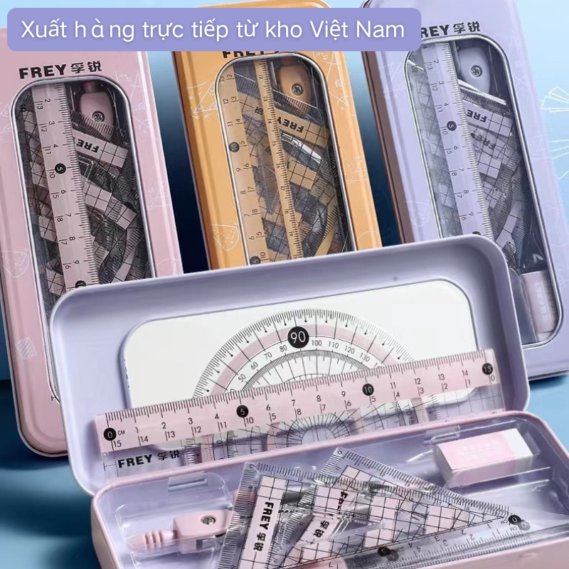 Bộ compa-thước kẻ chuyên nghiệp - Dụng cụ vẽ kỹ thuật cao cấp-Hộp ựng gn nhẹ tiện dụng-Thiết yếu cho học tập toán