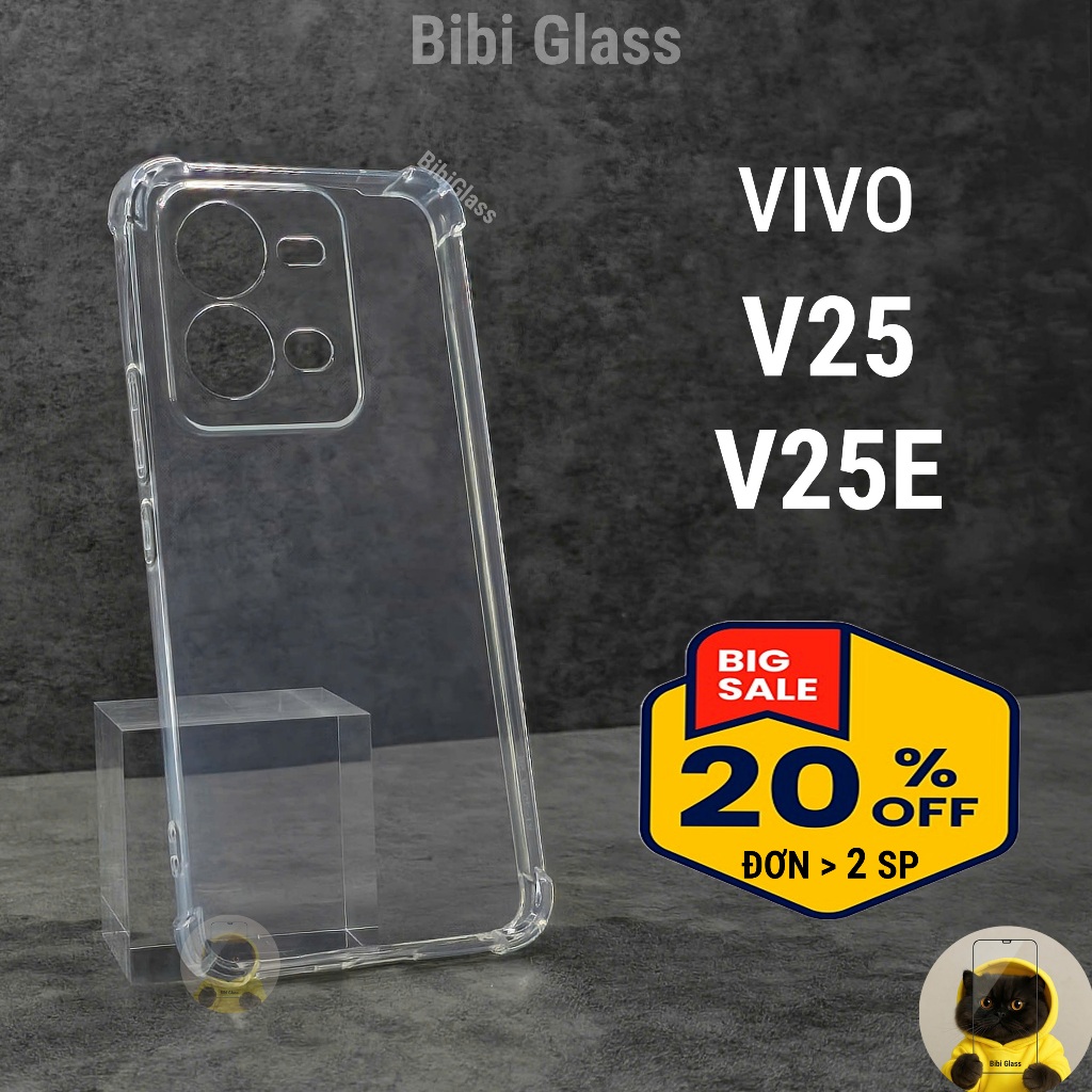 Ốp lưng Vivo V25E / V25 dẻo trong suốt silicon cao cấp loại dày chống sốc chống va đập có gờ bảo vệ bốn góc