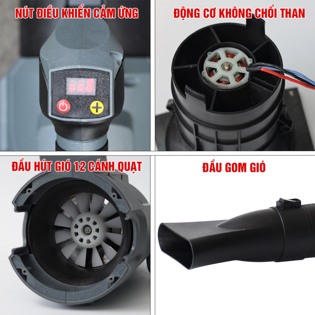 Máy Thổi Bụi Pin WF-LB03BL Workfix 12,7mm, Pin 15 Cell, Không Chổi Than, Ruột Đồng 100%