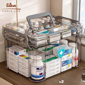 STON Hộp Đựng Thuốc Cỡ Lớn Nhiều Tầng Trong Suốt Hộp nhựa đựng đồ đa năng Cho Gia Đình Hộp lưu trữ