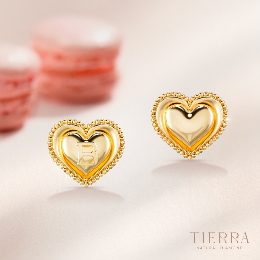 [CHAT TRƯỚC KHI ĐẶT] Bông Tai Tierra FBT5021, Vàng 14K/ 18K, Thiết Kế Hình Trái Tim Xinh Xắn, Phụ Kiện Trang Sức Nữ