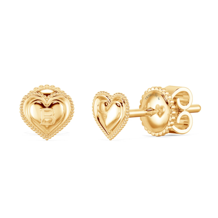 [CHAT TRƯỚC KHI ĐẶT] Bông Tai Tierra FBT5021, Vàng 14K/ 18K, Thiết Kế Hình Trái Tim Xinh Xắn, Phụ Kiện Trang Sức Nữ