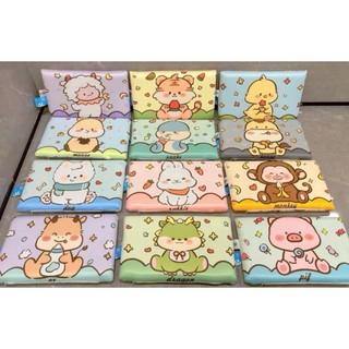 Gối và vỏ thun cao su non cho bé kích thước 30x46cm, gối ngủ trẻ em in hình 12 con giáp thoáng mát, mềm mại có khóa kéo