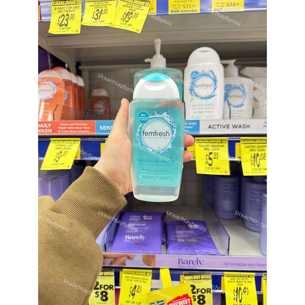 [Bill Úc] Dung Dịch Vệ Sinh Phụ Nữ Femfresh 250ml - Dịu Nhẹ & An Toàn (Xanh / Cam / Trắng)
