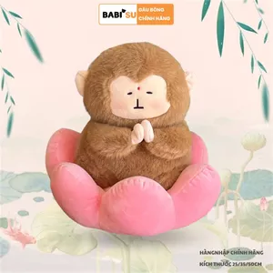 Gấu Bông Khỉ Tịnh Tâm Ngồi Đài Hoa Sen Phong Cách Chữa Lành Đem Lại Cảm Giác Thoải Mái Và Yên Bình