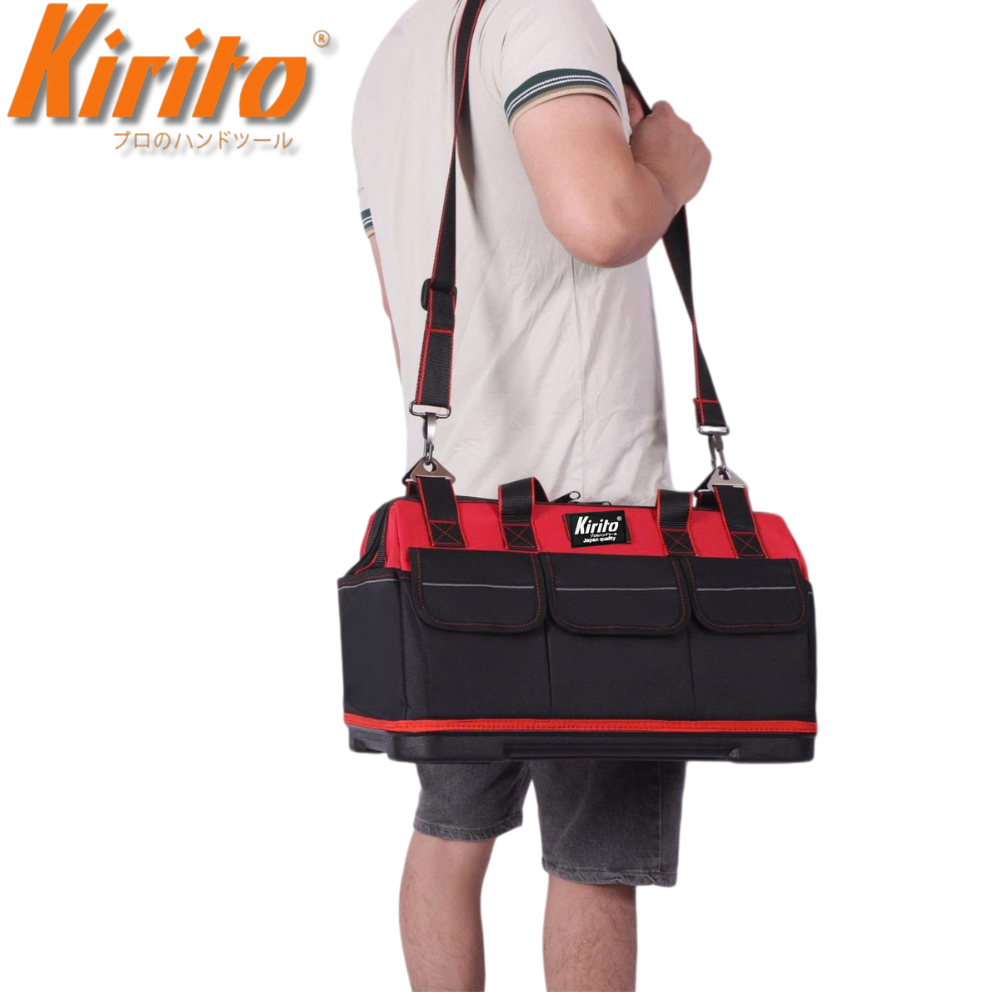 Túi Đựng Dụng Cụ KIRITO Vải Dày 600D – Chống Thấm, Đế Chịu Lực, Đựng Đồ Nghề Cơ Khí, Điện Màu Đỏ