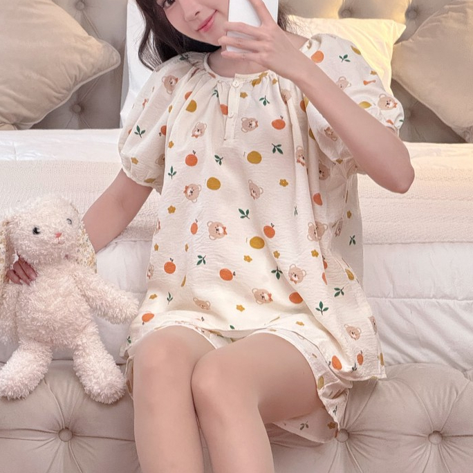 Đồ Ngủ Nữ Bigsize Dáng Suông Cộc Tay Chất Đũi Mát Mùa Hè Mặc Nhà Hình Thú Dễ Thương – PONA