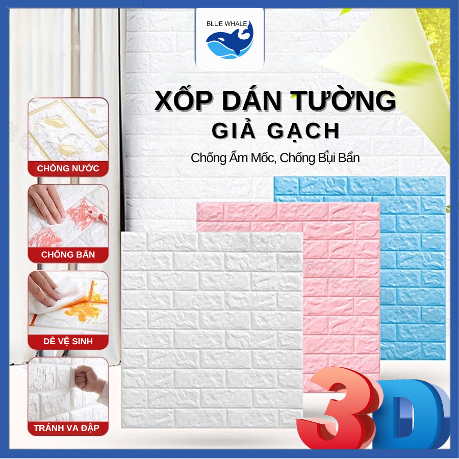 【Xả kho - giảm giá】Xốp dán tường giả gạch 3D Kích thước 30x35CM có keo sẵn chống ẩm chống nóng giá rẻ