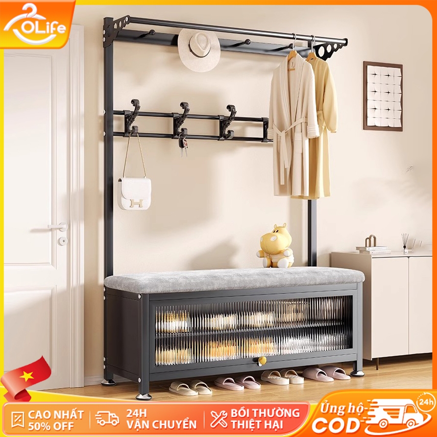 𝐎𝐥𝐢𝐟𝐞 Kệ Giày Đa Năng Kệ Giày Chống Bụi Giá Treo Áo Phong Cách Mới Kệ Để Giày Có Nhiều Móc Treo Đồ Tiện Tích