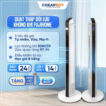 Quạt tháp đối lưu lọc không khí Ionizer Fujihome, Quạt không cánh đứng làm mát điều khiển từ xa tiết kiệm điện