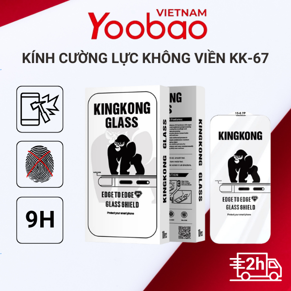 Kính Cường Lực Full màn Không Viền KINGKONG KK-67 bảo vệ màn hình, chống va đập iphone 11 12 13 14 15 16 17 Promax