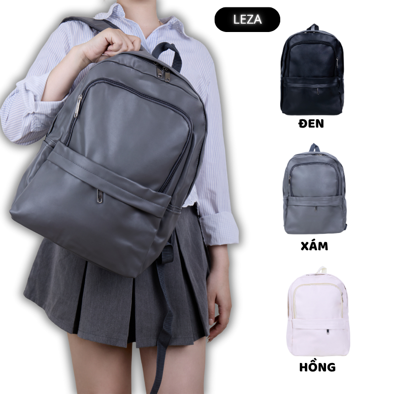Balo nam nữ đi học balo da pu nam nữ ulzzang chống thấm nước basic trơn đựng laptop