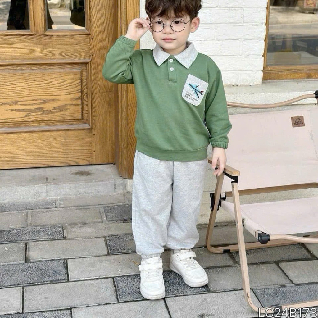Bộ Quần Áo Bé Trai Loco Dài Tay Thu Đông Size 80-140 (9-30kg) Dày Dặn Ấm Áp