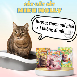 Cát vệ sinh cho mèo Miku Molly - cát vệ sinh đất cho mèo khử mùi, vón cục tốt - Ngáo Petshop