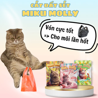 Cát vệ sinh cho mèo Miku Molly - cát vệ sinh đất cho mèo khử mùi, vón cục tốt - Ngáo Petshop