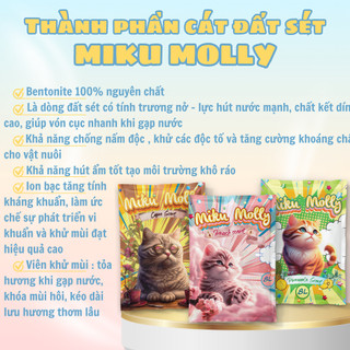 [ Tải Tiết Kiệm ] Cát vệ sinh cho mèo Miku Molly - cát vệ sinh đất cho mèo khử mùi, vón cục tốt