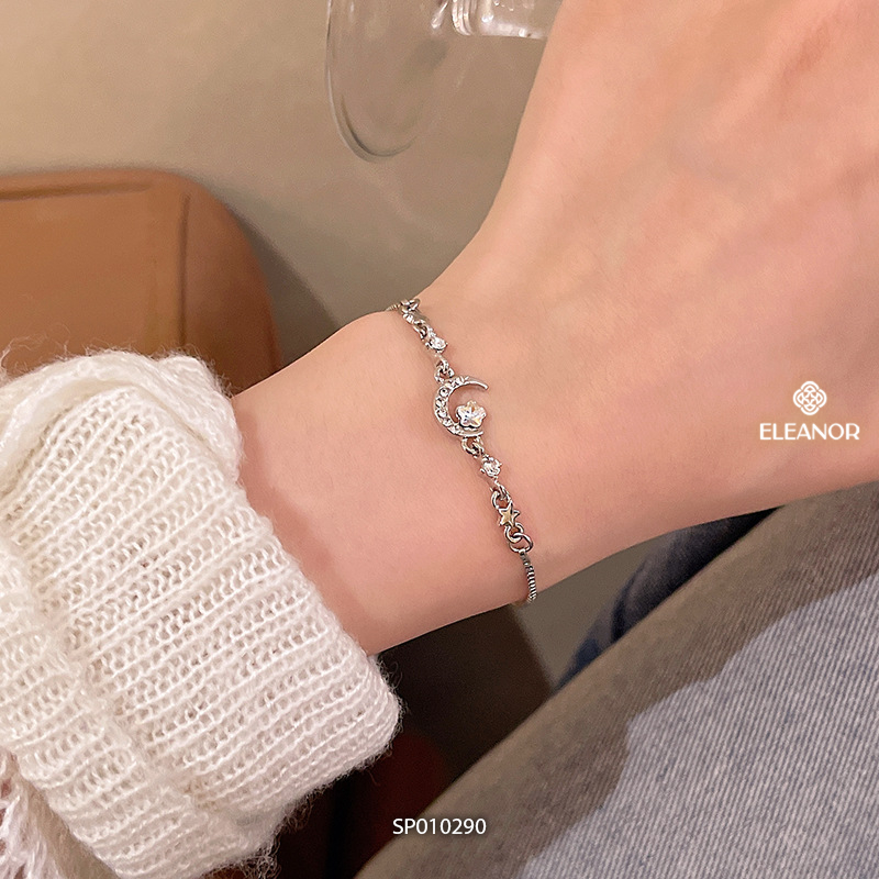 Vòng tay nữ dây rút Eleanor Accessories hình mặt trăng đính đá phụ kiện trang sức lắc tay 10290