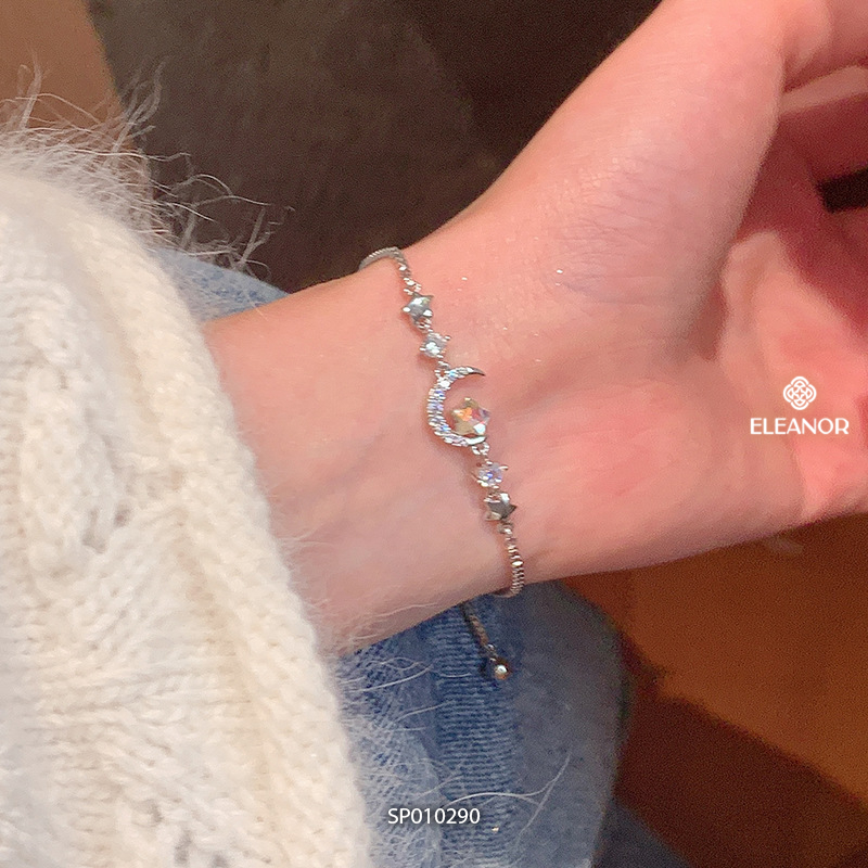 Vòng tay nữ dây rút Eleanor Accessories hình mặt trăng đính đá phụ kiện trang sức lắc tay 10290