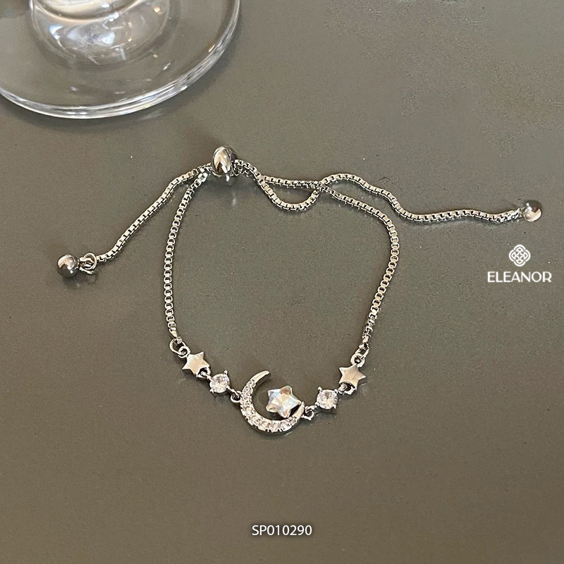Vòng tay nữ dây rút Eleanor Accessories hình mặt trăng đính đá phụ kiện trang sức lắc tay 10290