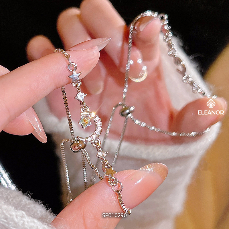 Vòng tay nữ dây rút Eleanor Accessories hình mặt trăng đính đá phụ kiện trang sức lắc tay 10290