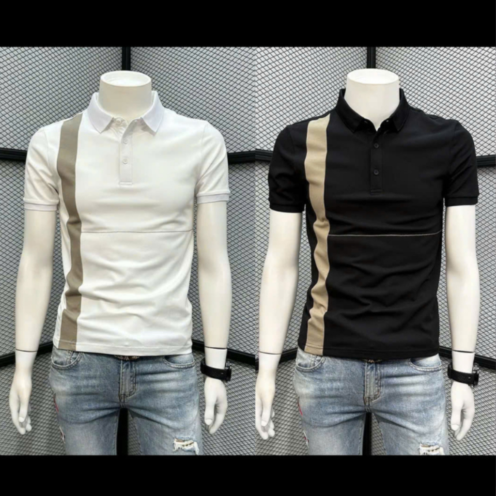 Áo Polo nam tay ngắn phối họa tiết. áo thun nam cotton co giãn trẻ trung năng động, chuẩn phom tôn dáng