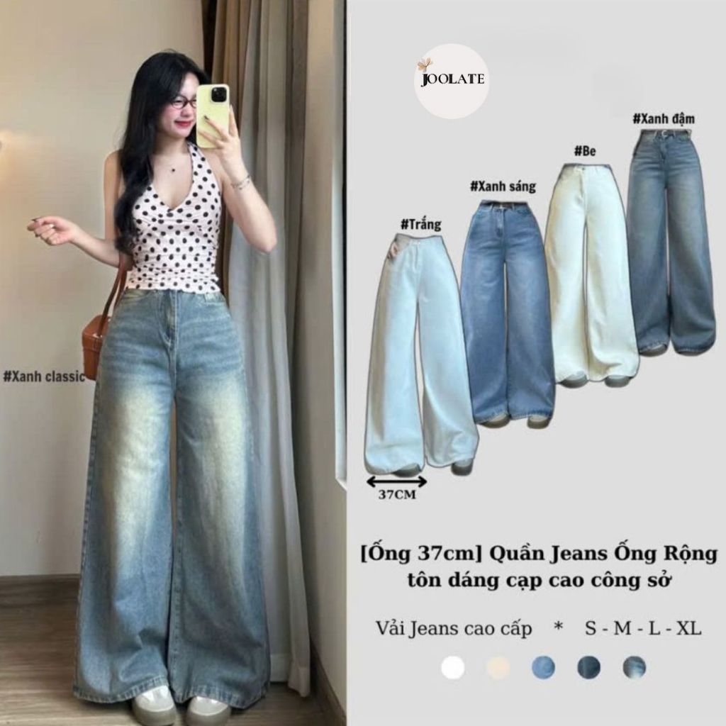 Quần Jeans Ống Rộng Joolate Tôn Dáng Cạp Cao Unisex (Ống 37cm) - Q.Ong371