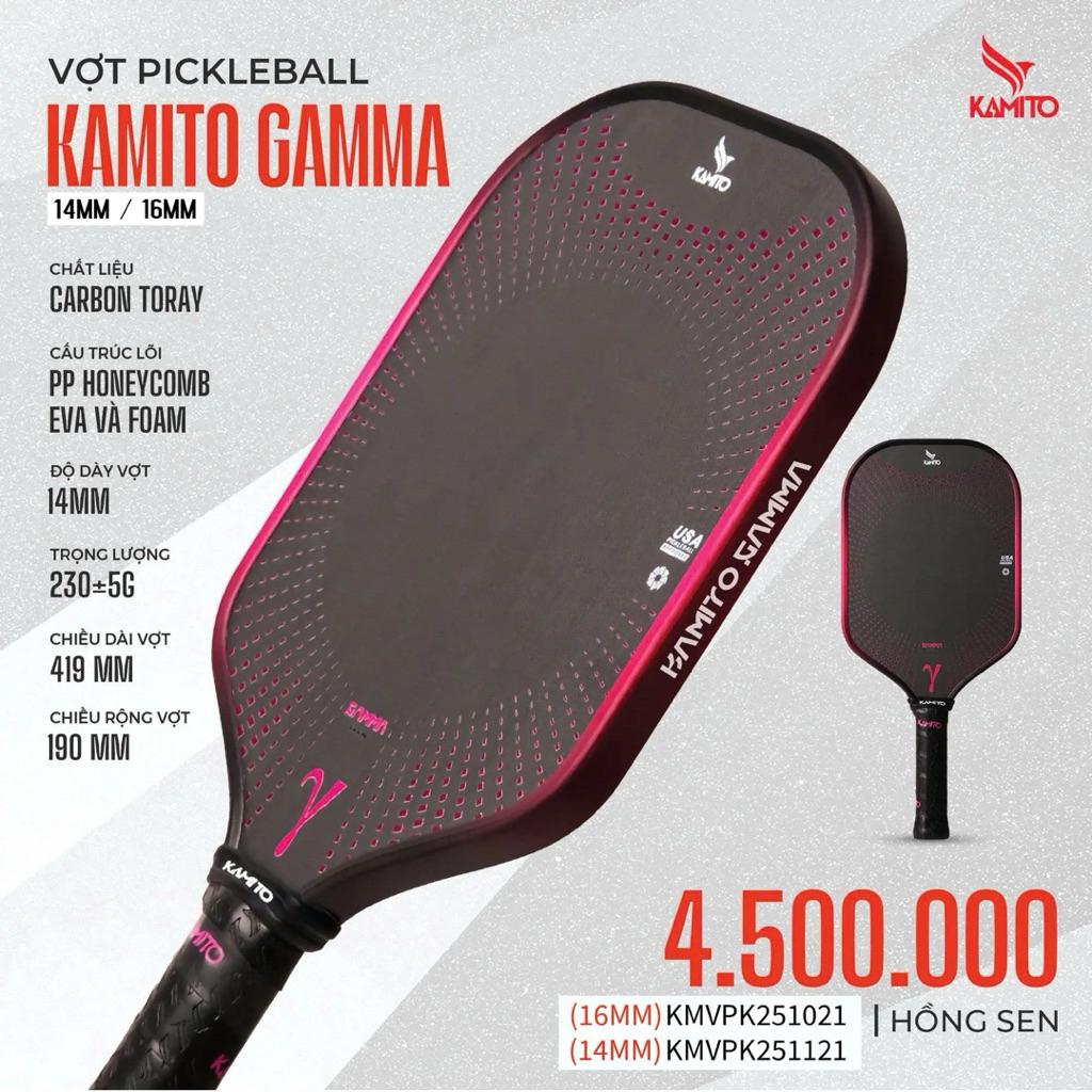 Vợt pickleball GAMA KAMITO chất liệu carbon toray lõi foam xịn xò,siêu ...