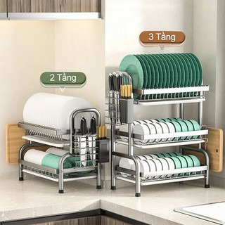 GSlife  Kệ nhà bếp đa năng 2/3 tầng khay hứng nước tháo rời, thép không gỉ 304 bền