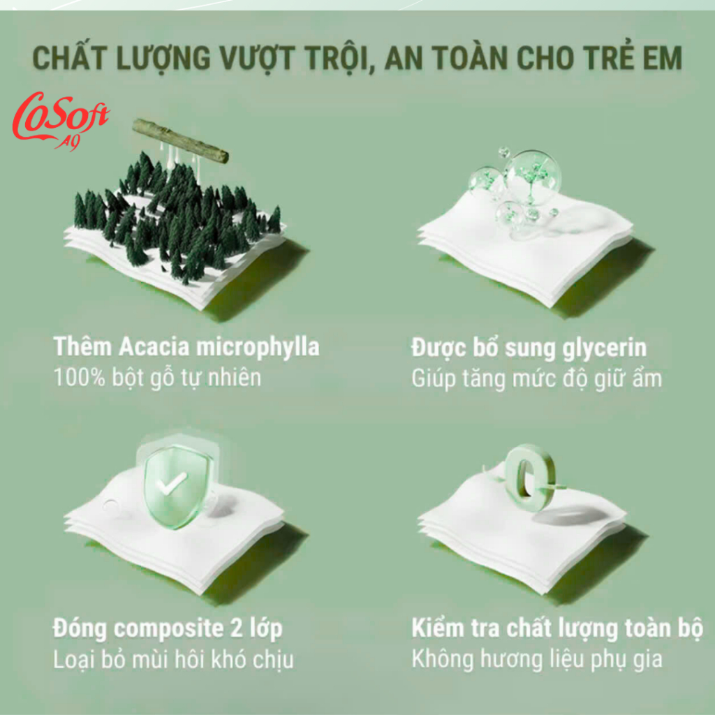 [Cosoft] Khăn Giấy Đa Năng Cho Em Bé Và Da Nhạy Cảm – Dịu Nhẹ, An Toàn, Siêu Mềm - 80 Tờ, Giấy 3 Lớp
