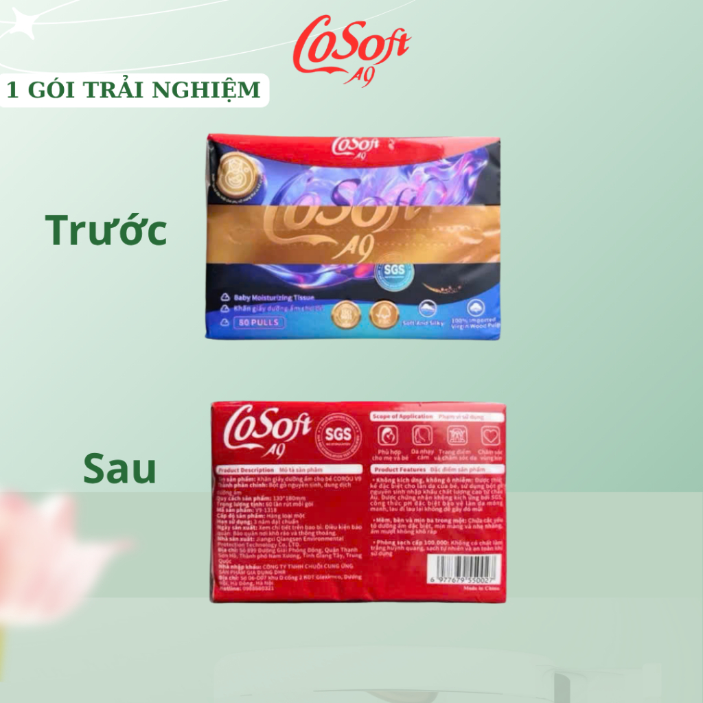 [Cosoft] Khăn Giấy Đa Năng Cho Em Bé Và Da Nhạy Cảm – Dịu Nhẹ, An Toàn, Siêu Mềm - 80 Tờ, Giấy 3 Lớp