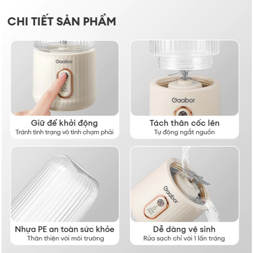 [HÀNG-MKT] Cốc Xay Sinh Tố Cầm Tay Gaabor FP03T-­WH01A