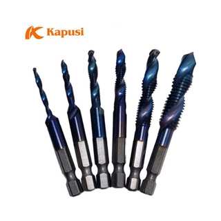Bộ 6 mũi khoan Taro ren KAPUSI K-3242, cỡ từ M3-M10 thép cao cấp HSS
