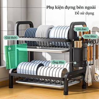 Gslife Kệ Để Bát Đĩa 2/3 Tầng Thép Carbon Cao Cấp - Khay Hứng Nước, Chống Tràn & Chống Gỉ Hiệu Quả