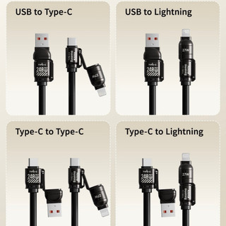 Dây Sạc Đa Năng LÒ XO 240W Xe Ô Tô 4 trong 1 Truyền Dữ Liệu Sạc Nhanh Tích Hợp Nhiều Cổng Sạc Type C USB Ligninh