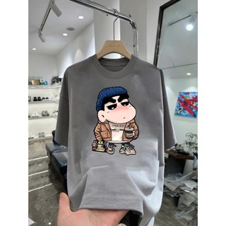 Áo thun hoạt hình Shin Sh01 unisex nam nữ form rộng 100% cotton