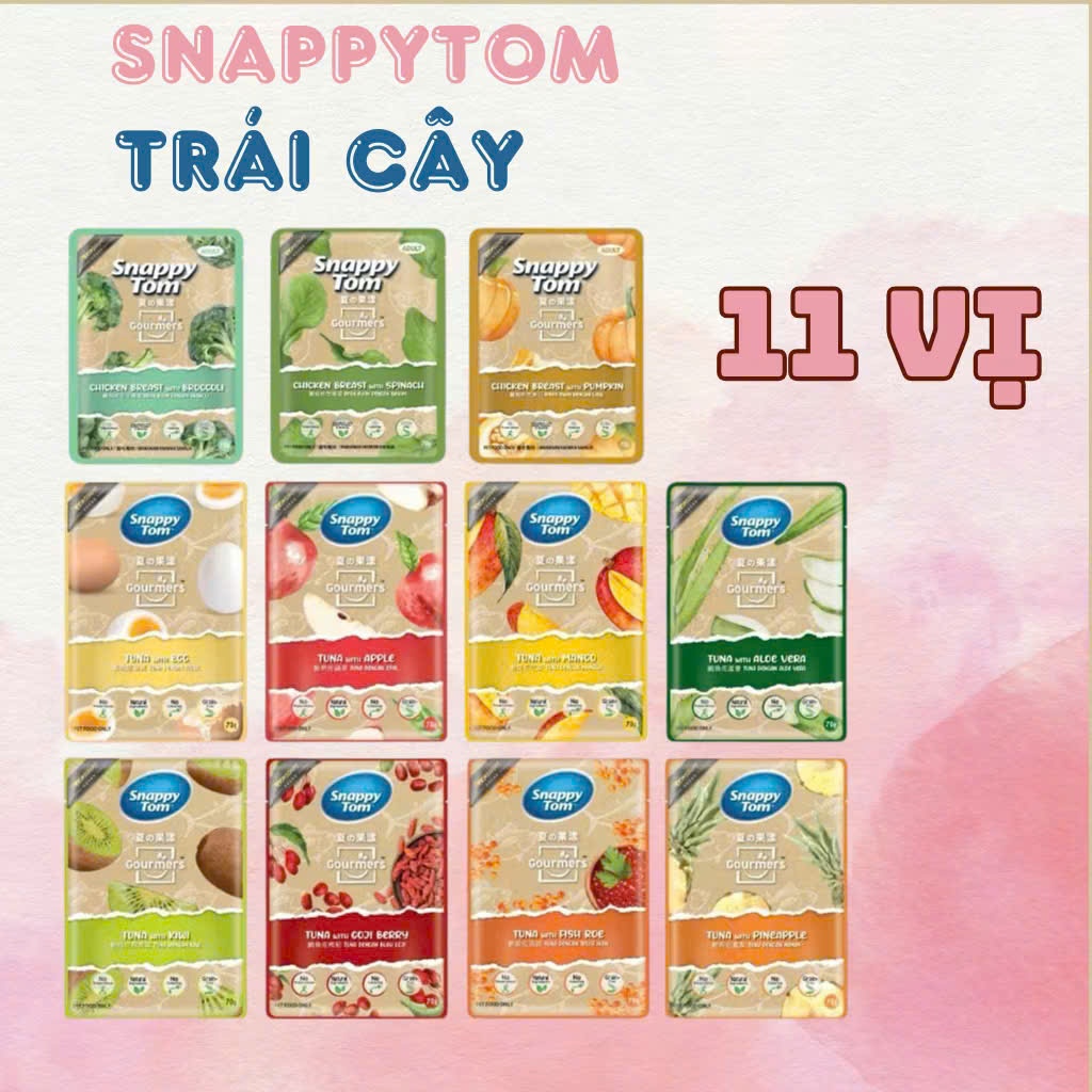 [COMBO 12 GÓI] Pate Snappy Tom trái cây bịch 70g - pate thức ăn cho mèo