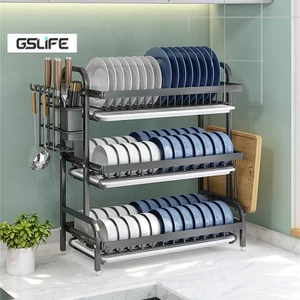 Gslife Kệ Nhà Bếp 2/3 Tầng Thông Minh - Thép Carbon Chống Gỉ + 2 Khay Hứng Nước