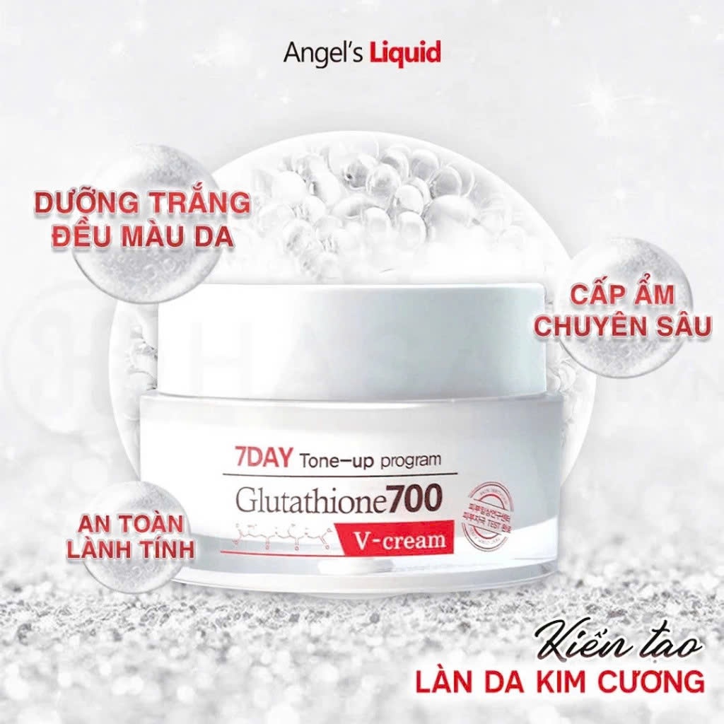 Combo Serum và Kem dưỡng Angel's Liquid Glutathione 700 dưỡng trắng, mờ thâm nám dành cho da khô 30ml 50ml