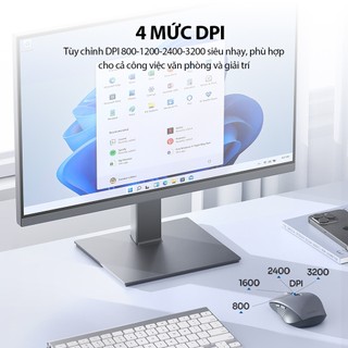 Chuột Quang Không Dây Tĩnh Âm ROBOT M370 Màu Hồng/ Màu Xám 3200 DPI Cảm Biến Quang Học Khoảng Cách Tín Hiệu 20m