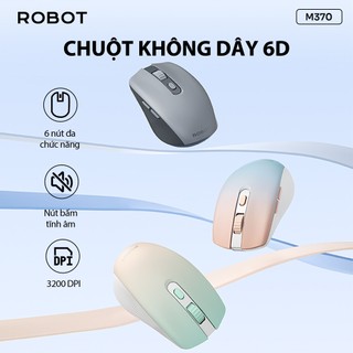 Chuột Quang Không Dây Tĩnh Âm ROBOT M370 Màu Hồng/ Màu Xám 3200 DPI Cảm Biến Quang Học Khoảng Cách Tín Hiệu 20m