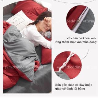 [TẶNG VỎ GỐI ÔM] Bộ vỏ chăn ga gối Cotton Tici M2T BEDDING gồm vỏ chăn, ga giường và 2 vỏ gối nằm