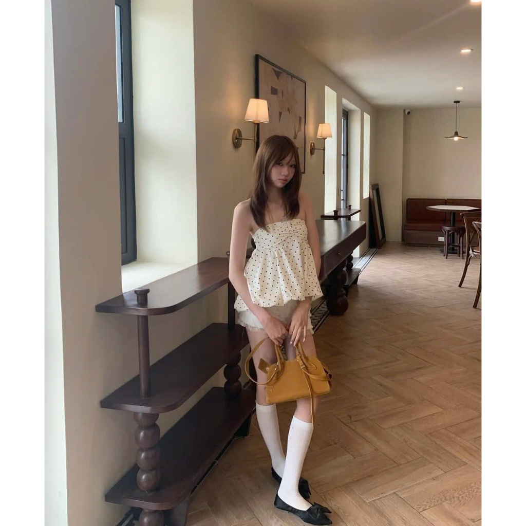 Áo Cúp Ngực Kiểu Bí Phồng, Áo Quây Babydoll Form Bồng ORIGI TOP Thêu Hoa Nổi SAN Clothings - P121