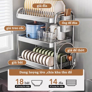 GSlife Kệ để bát đĩa 2/3 tầng inox chống gỉ, dễ vệ sinh, bền bỉ theo năm tháng