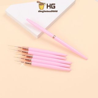 Bút Vẽ Nail Chuyên Dụng Siêu Mảnh | Cán Kim Loại Màu Hồng, Đầu Cọ Sợi Siêu Nhỏ, Dành Cho Kỹ Thuật Kẻ Line | Vẽ Hoa